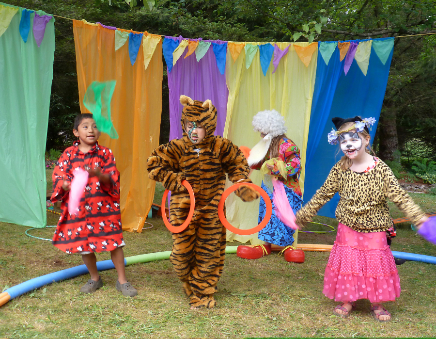 Camp Windy Hill's Fun in the Sun: Circus! camp introduces children to the creative world of juggling, unicycle riding, slack line balancing, stilt walking, dress-up, silly clown skits, and circus-inspired art projects.