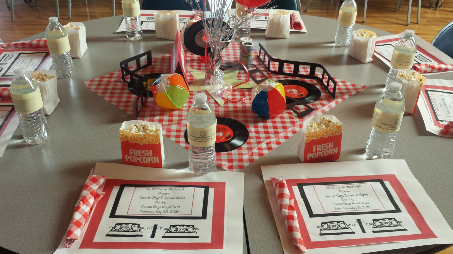 The Senior Royalty Luncheon tables were decorated with vintage records, beach balls, popcorn and balloons.