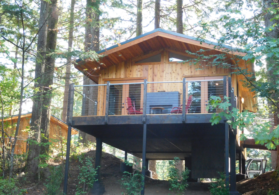 The two treehouses at Skamania Lodge are each have a total of 750 square feet, including the outdoor deck and fireplace, and one is ADA accessible.