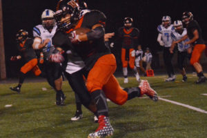 Marcos Martinez scored the game winning touchdown for Washougal Friday. This photo was taken during the Sept. 23 game against Mark Morris. 