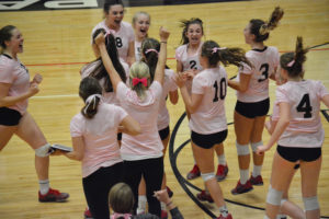 By digging down deep for breast cancer victims Tuesday, the CHS volleyball team defeated Skyview in four sets to take command of first place in league.