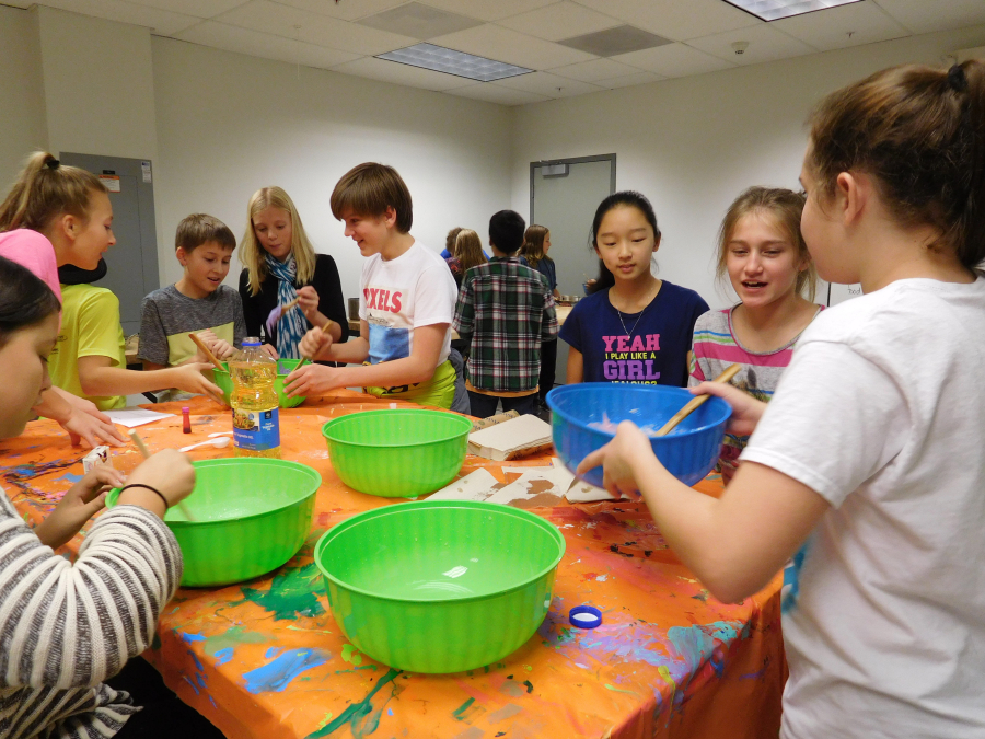 Students make Playdough during an art project. "A big part of project based learning is success skills," said Aaron Smith, principal. "Then, you throw in a dash of art and fun, and give kids an engaging experience."