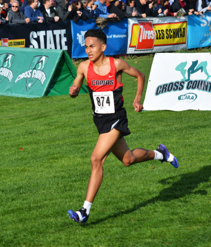 Yacine Guermali captured the 4A boys state cross country championship Saturday, in Pasco. The Camas High School senior won with a time of 15:12.7.