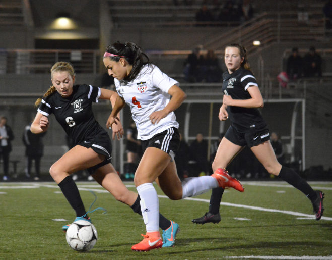 Maddie Kemp scored three more goals in a 4-0 victory for the Papermakers against Kamiak Nov. 9, at Doc Harris Stadium. She is up to 30 goals this season, including nine in the playoffs. 