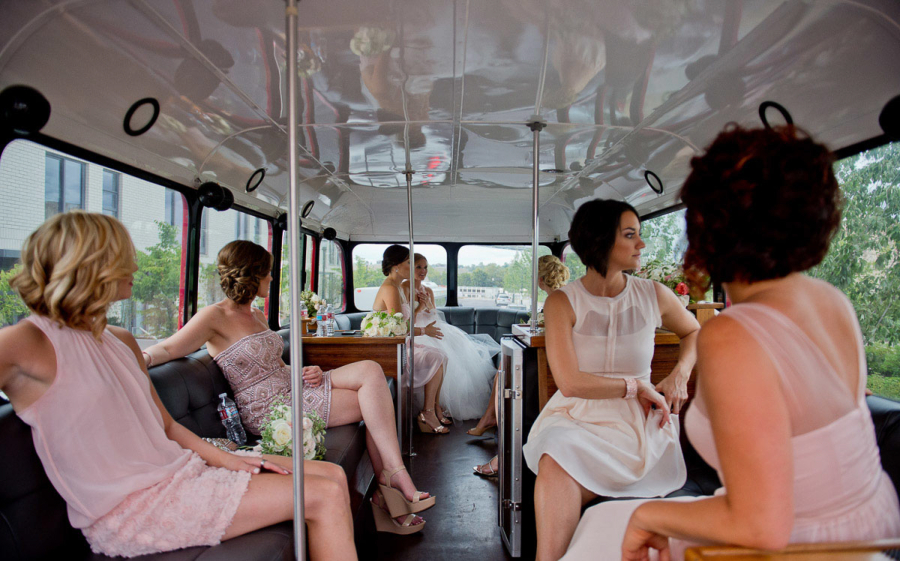 Wedding party tours through the Pearl District are a popular option at Double Decker PDX. (Photo courtesy of MoscaStudios)