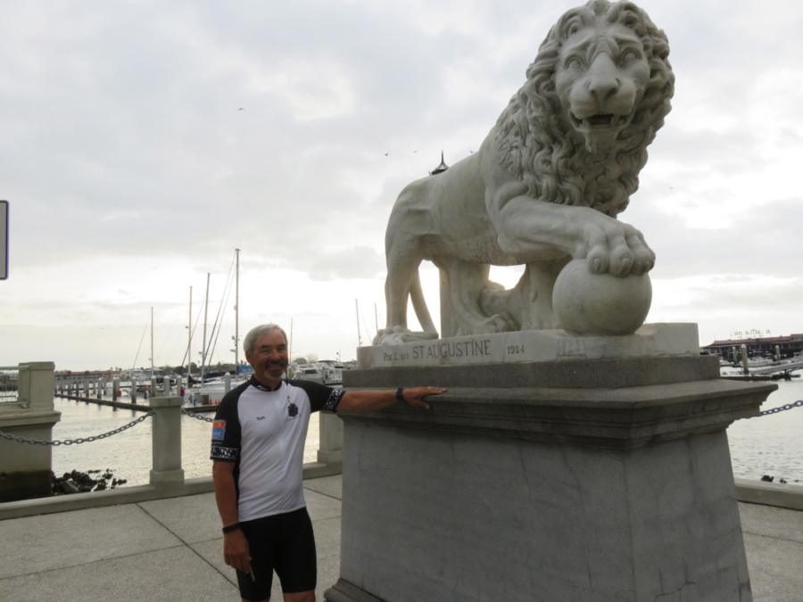 Tom Baltes finished his 2,000 mile ride in St. Augustine, Fla., on Dec. 6. He had planned on cycling farther, but family matters and weather resulted in he and wife Louise cutting the trip short. It is the second time the Camas resident has ridden his bike across the country. In the summer of 2015, he rode 4,000 miles. (Photo courtesy of Louise Baltes)