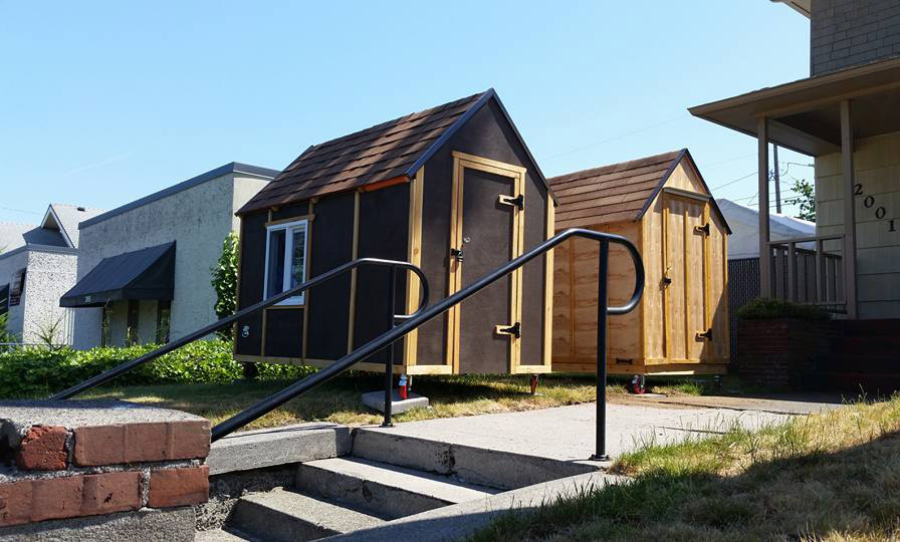 This is one of three tiny homes Rick James took to Arnada Abbey, a hospitality house providing low-cost transitional homes in Vancouver's Arnada neighborhood.