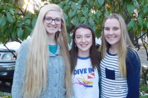 From left, Bridgette McCarthy, Sydney Mederos and Katie Boon will travel to Washington, D.C., in February to participate in the National Youth Leadership Initiative. Not pictured is Scott Anderson.