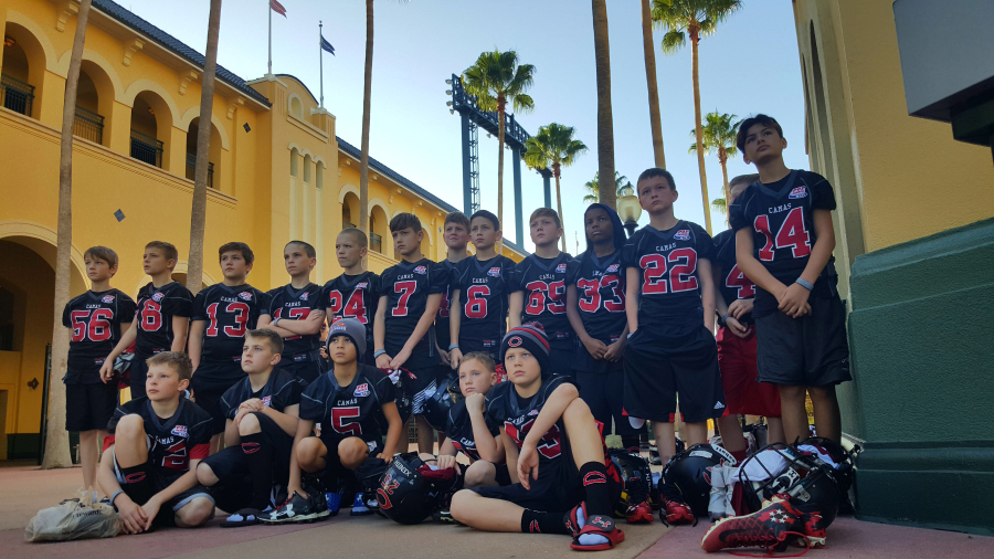 Eighteen Jets played football for Camas and Washougal at the Pop Warner Super Bowl Dec. 3 to 10, at the ESPN Wide World of Sports Complex, in Orlando. It's an experience these boys will never forget. (Photo courtesy of Steve Speer)