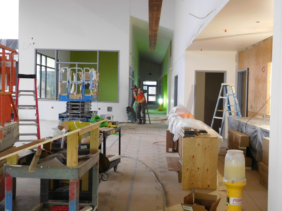 Excelsior High School's new building features long hallways, tall ceilings, open spaces and an abundance of natural light.   It is one of several construction projects taking place across the Washougal School District. 
