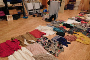 Items at the clothing swap at Rushing Water Yoga in Camas included clothing for all different sizes and styles.  Shoes, handbags and accessories are also brought in by participants.
