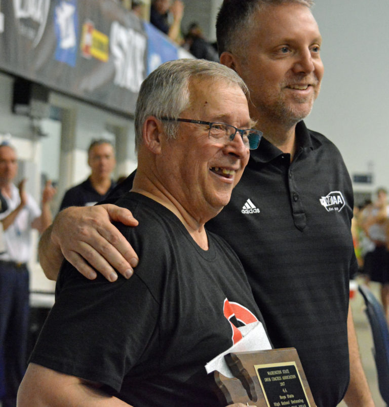 Camas' Mike Bemis won the Washington 4A boys swimming Coach of the Year award.