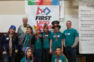 The Jemtegaard Middle School Robotics Club placed first in project presentation at the Oregon First Lego League state championship March 4. (Contributed photo)