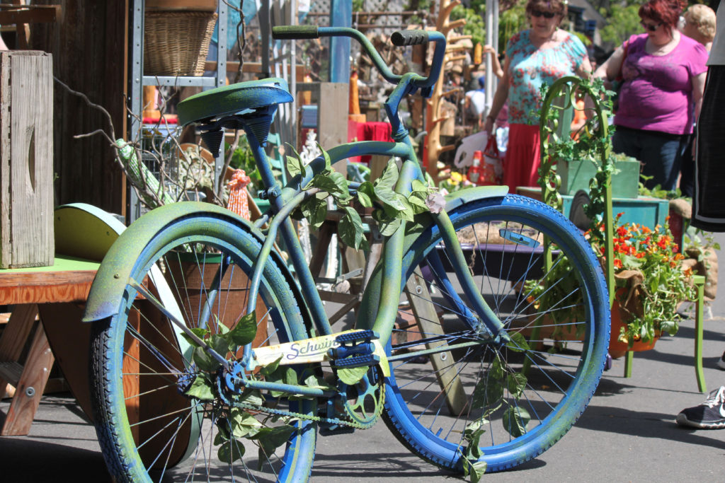 The specially decorated classic Schwin bike was a fun feature at the plant and garden fair.