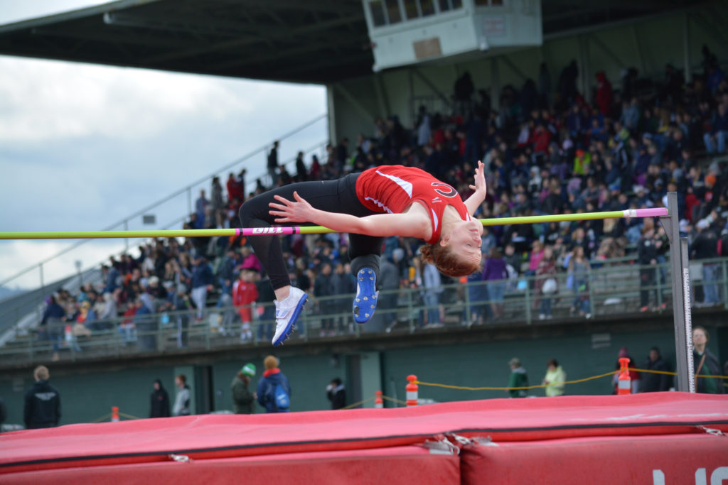 Madison Peffers beat 27 other high jumpers for first place at the Tiger Invitational Saturday, in Battle Ground. The Camas High School junior cleared 5 feet, 2 inches.