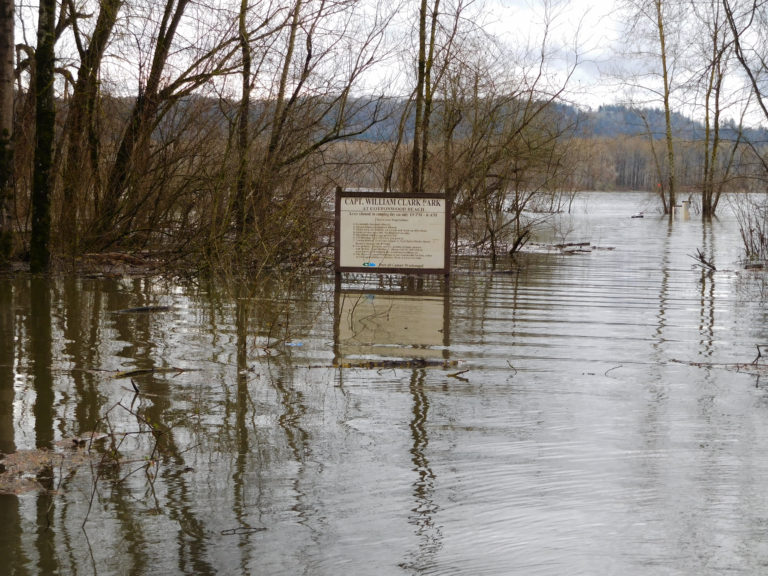 Capt. William Clark Park is underwater. According to the Port of Camas-Washougal, the Columbia River has risen to 17 feet. Flood stage is at 16 feet.
