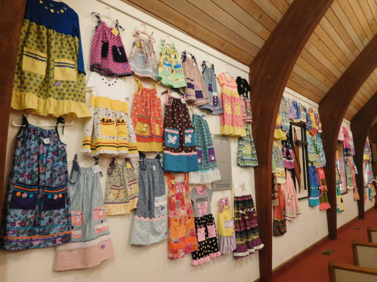 Dresses are on display through Easter at Washougal United Methodist Church, 4020 &quot;M&quot; St., Washougal. The church&#039;s Heartfelt Quilters group created many of the outfits for the &quot;Dress a Girl Around the World&quot; project.