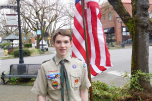 Michael Cline repaired and replaced the flags and flagpoles that line Fourth Avenue in downtown Camas on certain holidays for his Eagle Scout project. He is a member of Boy Scout Troop 562. 