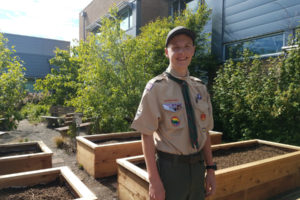 Blake Wegener built six raised beds out of cedar for his Eagle Scout project, so that Helen Baller Elementary School students could put "farm-to-table" eating into practice by harvesting lettuce and tomatoes in the garden. 