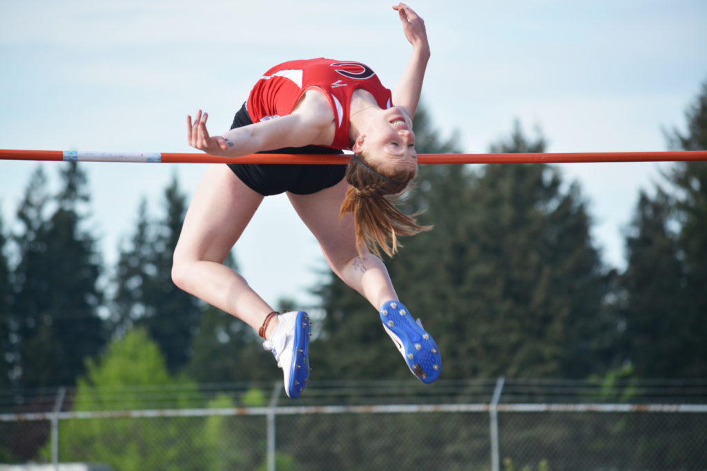 Madison Peffers broke her own school record with a high jump of 5 feet, 6 inches Saturday. The Camas High School junior also won the state championship. Photo from Post-Record files.