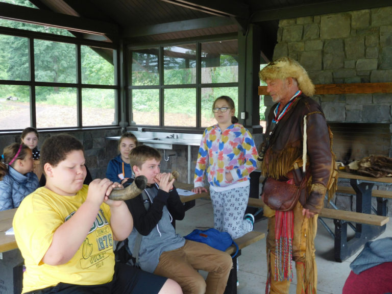 Local historian Roger Wendlick talked to sixth-graders about the history of fur trade in the Columbia River Gorge.