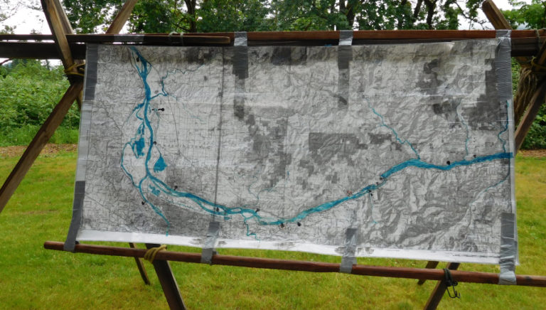 This map shows the different areas where the fur trade was prevelant in the Columbia River Gorge and beyond.