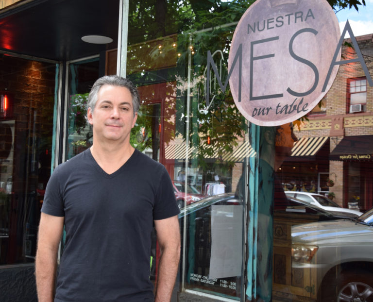 Todd Moravitz, owner of Nuestra Mesa, stands in front of the restaurant on June 20.