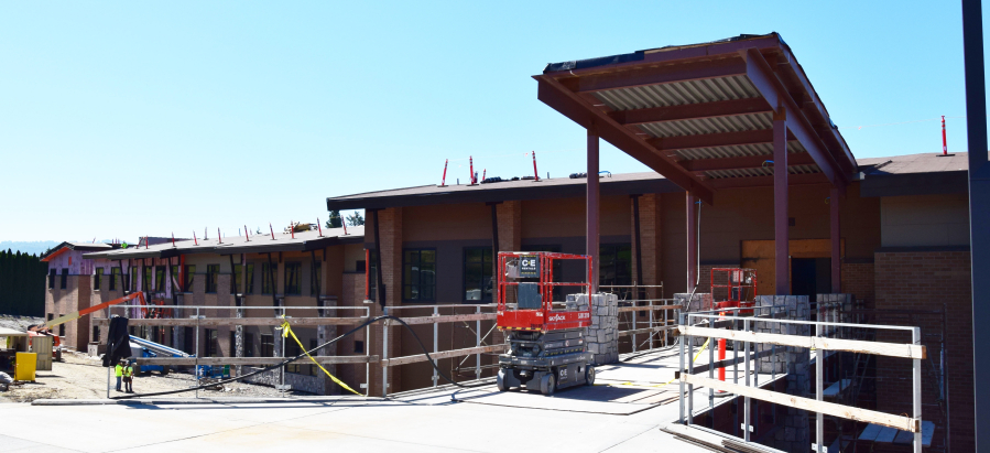 The construction of the Jemtegaard Huskies continued on June 22, 2017. The building will be ready for teachers to move in on September 8, 2017. (Photo by Tori Benavente/Post-Record)
