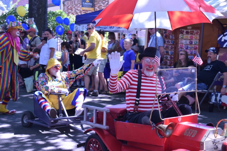 Members of the Southwest Washington Afifi Shrine Clowns Unit of Afifi Shriners caused a jump of excitement during the Camas Days parade on Saturday.