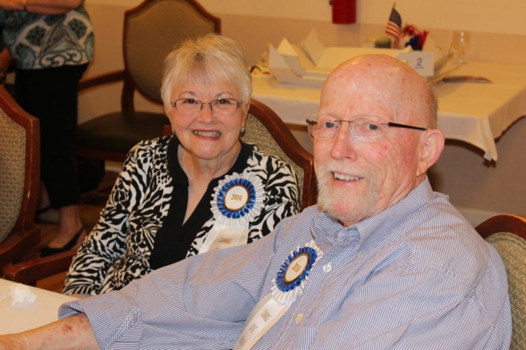 Pauline and Walt Eby, the Camas Days Royal Court Queen and King in 2016, attend this year's Royal Court Coronation event at Columbia Ridge Living on July 12. 