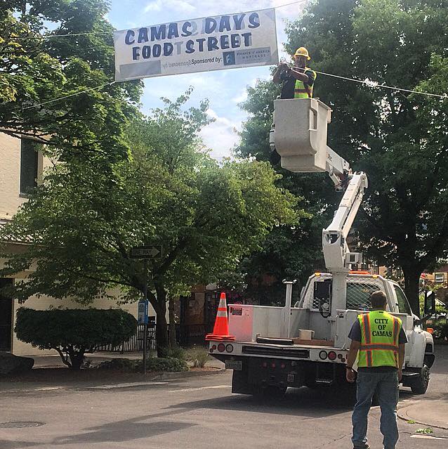 City workers prep for the 43rd annual Camas Days celebration on Thursday, July 20. For a full schedule of Camas Days events going on Friday through Sunday, July 21-23, visit https://www.camaspostrecord.com/news/camas-days 