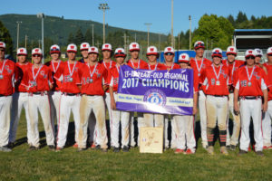 The Camas-Washougal Babe Ruth 13- to 15-year-old all-star team captured the Pacific Northwest Regional Championship Saturday, at Rister Stadium in Kelso. These boys are on their way to the Babe Ruth World Series Aug. 10-17, in Lawrenceburg, Tennessee. (Contributed photo)