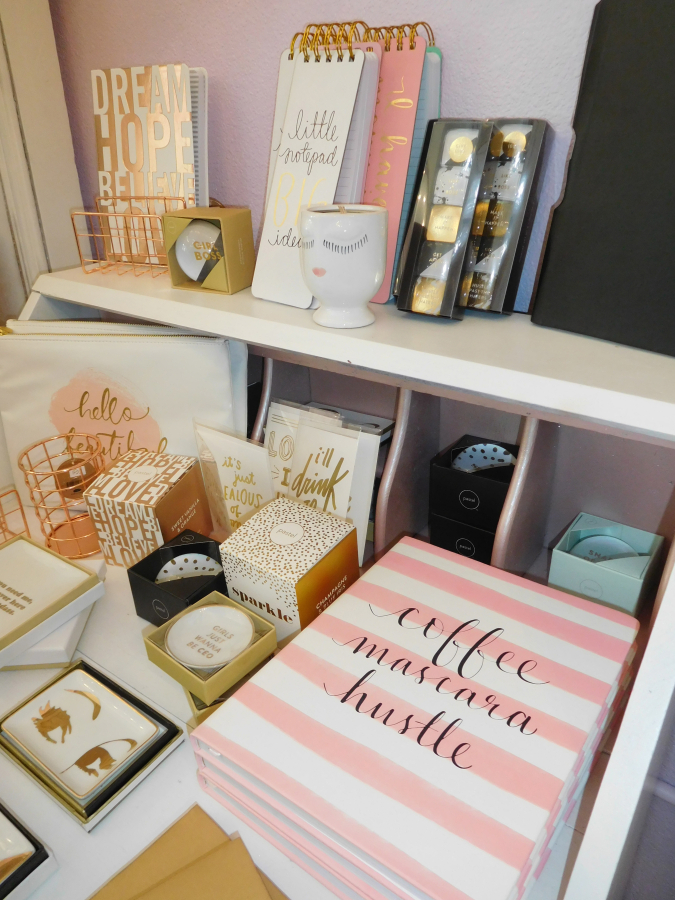 Gift ideas at Camas Beauty Bar &amp; Boutique include journals, note pads and pens.