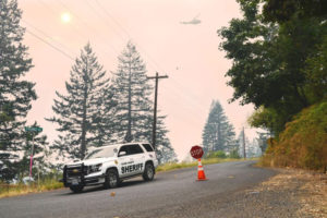 Officers from the Clark County Sheriff's Office assist Skamania County crews at the Archer Mountain Fire earlier in this week. (Contributed photo courtesy of Clark County Sheriff's Office)