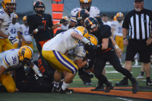 The Washougal High School football team grounded Columbia River with a 17-0 victory in the first league game of the season Friday, at Fishback Stadium. The Panthers held the Chieftains to 130 yards of offense and forced four turnovers. (Photos by Dan Trujillo/Post-Record)