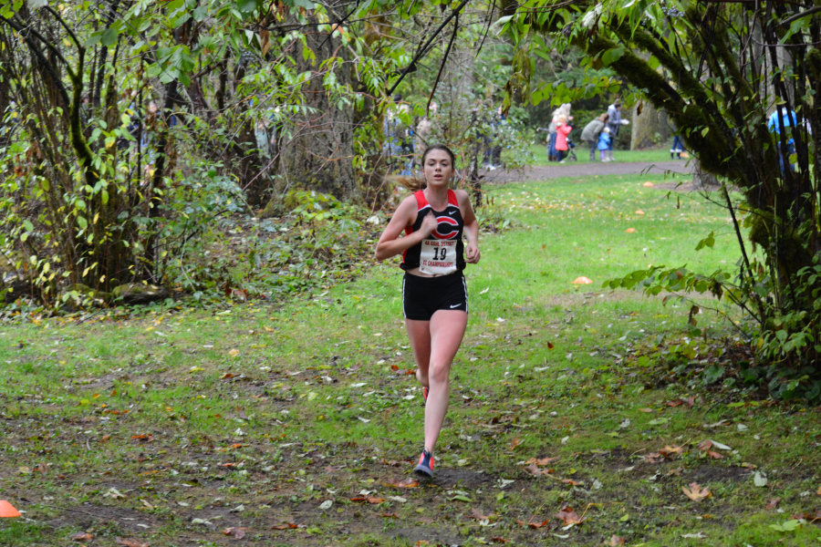 Emma Jenkins earned the 4A girls district cross country championship for Camas Oct. 18, at Lewisville Park in Battle Ground. She finished in 18:38.