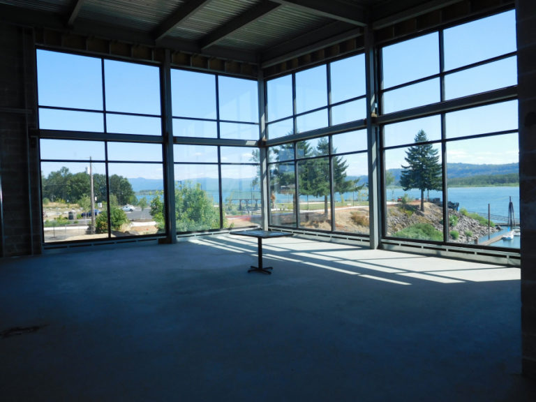 The second floor of the &quot;Black Pearl&quot;building features views of Mount Hood and Washougal Waterfront Park and Trail.