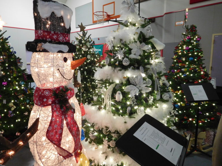 Canyon Creek Middle School staff decorated the "Dreaming of a White Christmas" themed tree for the Washougal Festival of Trees.