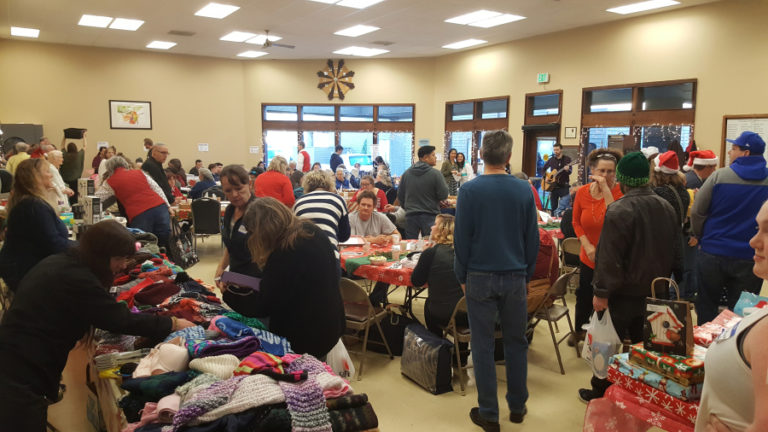 Approximately 160 people attended a free dinner on Christmas Day 2016, in the Washougal Community Center. The third annual event, organized by volunteers, will be held from 3 to 6 p.m., Monday, Dec. 25, at Hathaway Elementary School, 630 24th St., Washougal. Donations of gifts, hygiene items, socks, hats, scarves, stocking stuffers and non-perishable food, are accepted prior to the event.