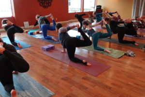 Guest instructor Chris Calarco leads the holiday appreciation class at Body Bliss Yoga Studio in Washougal on Dec. 3. (Contributed photo courtesy of Daniel Fish)
