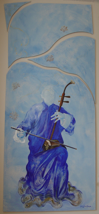 This four-piece painting of an erhu, a two-stringed Chinese musical instrument, by Italian artist Maria Grazia Repetto, will be featured throughout the month of January, along with several other pieces of Repetto&#039;s artwork, at the Camas Gallery, 408 N.E. Fourth Ave., in downtown Camas.