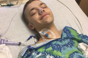 Dakota Watson a few hours after his surgery on Dec. 14, 2017. The Camas teen was born with a disease that caused a lifetime of kidney infections. Doctors originally predicted that he would need his first kidney transplant before his first birthday, but Dakota made it 16 years. His new kidney will help Dakota lead a more active, less painful life. (Contributed photo courtesy of Samantha Watson)