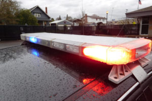 A Washougal police vehicle flashes its emergency lights in 2016. (Post-Record files) 