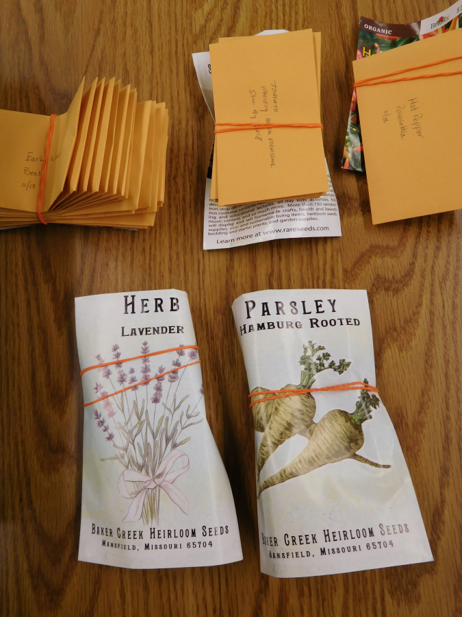The Washougal Community Library&#039;s new seed library includes lavender, parsley, and other heirloom herbs, vegetables and flowers.