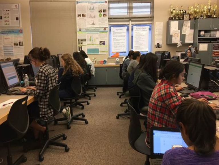 The Girls Who Code club at Camas High School learns to use coding online during its weekly after-school meeting on Fridays. The club&#039;s mission is to close the gender gap in technology.