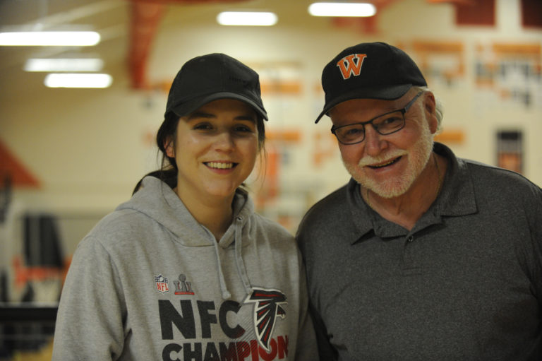 Injured Washougal softball pitcher and now the team&#039;s manager and pitching coach, Paige Forsberg (left), says she&#039;s happy to be working with assistant coach Bruce Chilcote (right).
