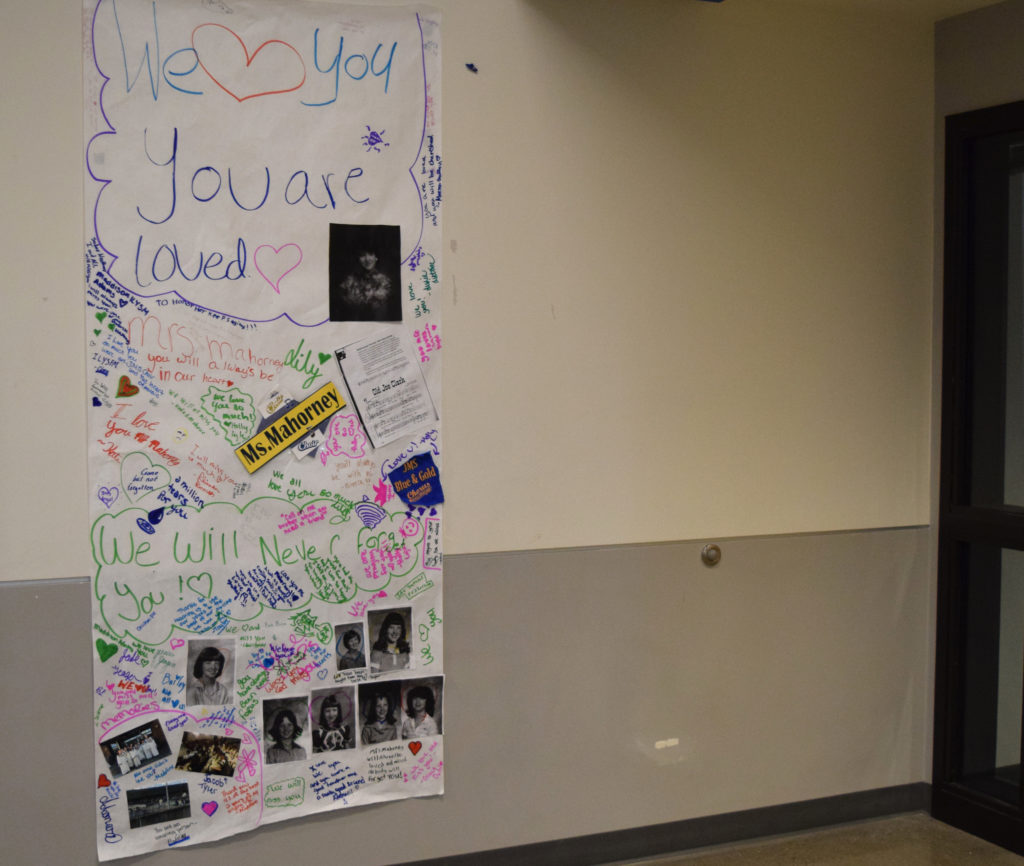 Jemtegaard Middle School students created art displays in honor of choir teacher Jennifer Mahorney, after hearing about her death on Wednesday, March 21. 