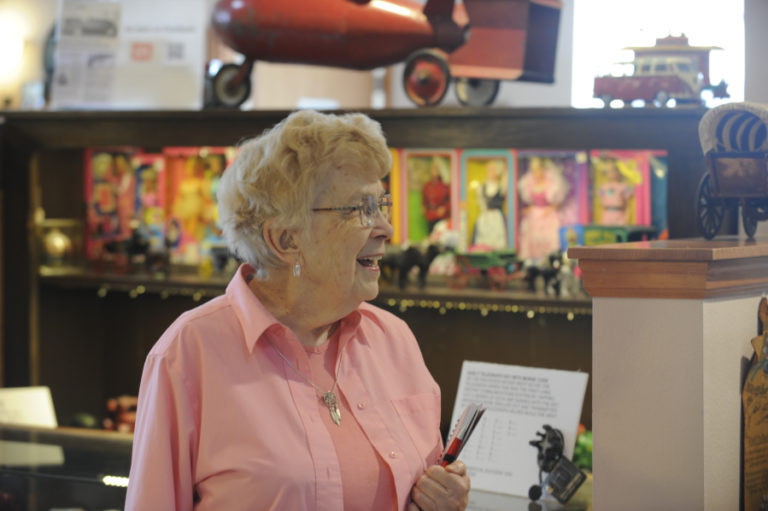 Bernice Pluchos, a founding member of the Camas-Washougal Historical Society, gives a tour of the Two Rivers Heritage Museum in Washougal, a few days after the museum&#039;s reopening for its March-through-October season.