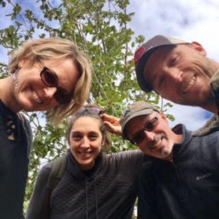 Camas High teachers Kim Newman, principles of technology; Jennifer Dean, environmental and forensic science; Sam Green, english; and Alan Bohac, math, pose for a photo taken by Camas english teacher Jeanne Jarvis, during a field trip to Ashland in September of 2017.