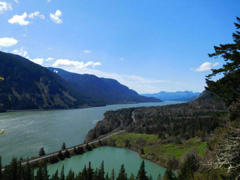 The pre-Eagle Creek Fire view from the Dog Mountain outlook on the Washington side of the Columbia River Gorge, about 37 miles east of Washougal. With trails closed on the Oregon side, many hikers are now traveling across the Columbia River for a shot at stunning gorge and wildflower views.